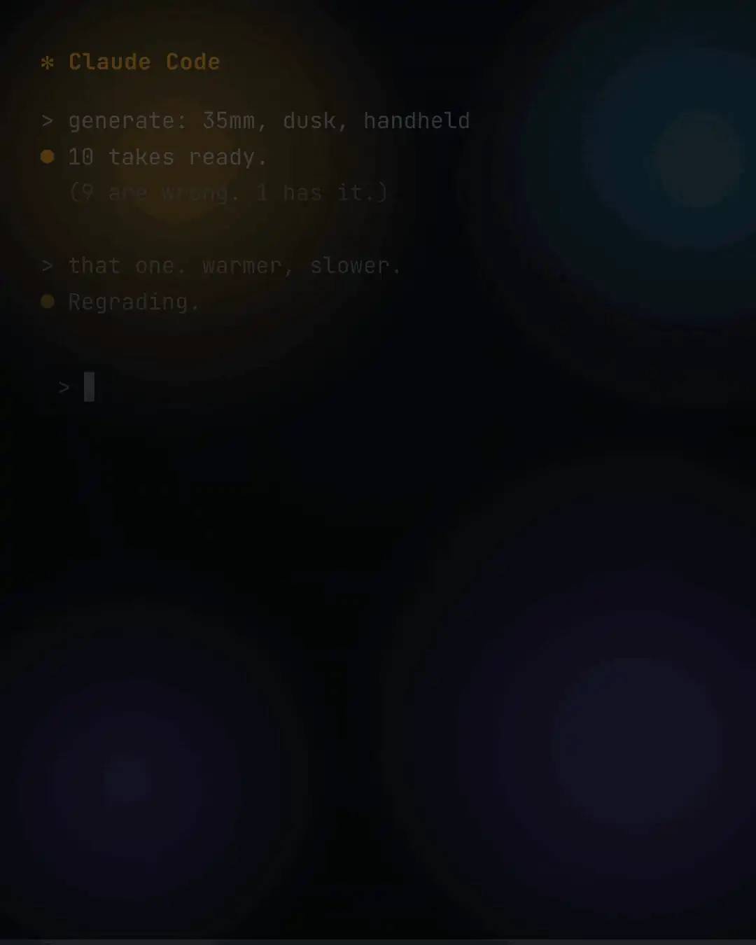 Looping GIF of the first episode: most AI video looks fake, animating over a designed Claude Code screen