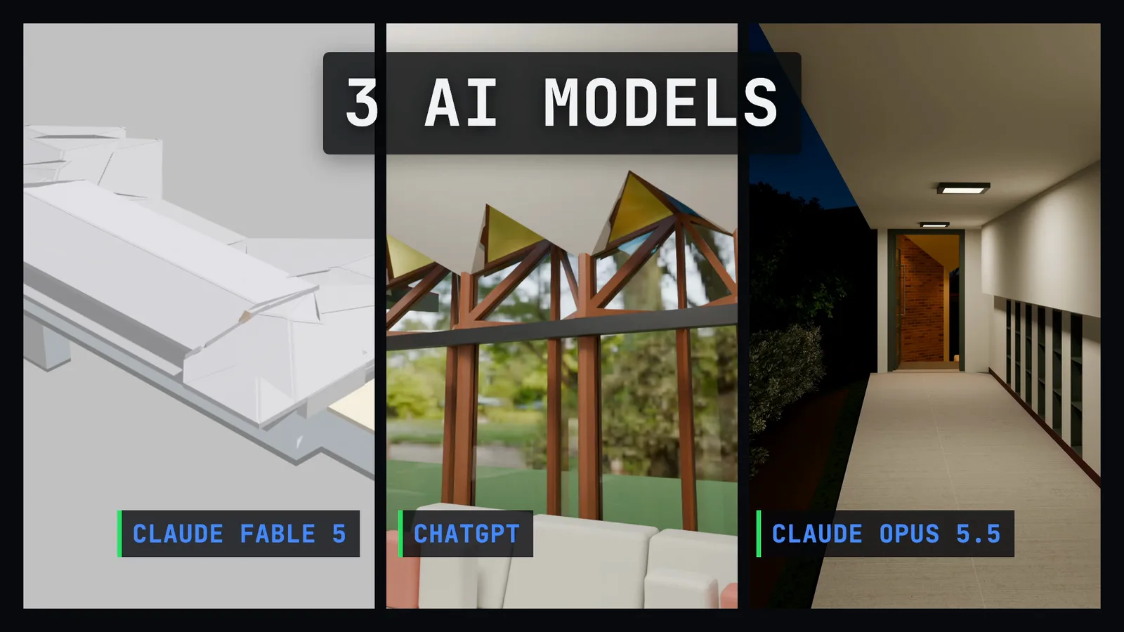 The three models side by side: Claude Fable 5, ChatGPT and Claude Opus 5.5